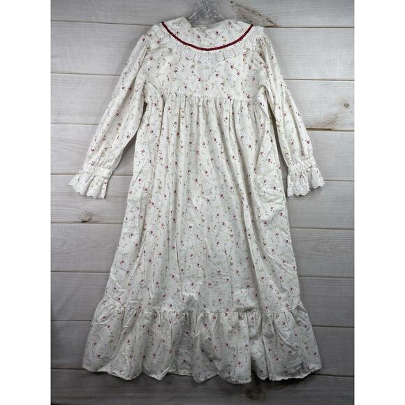 THE 1 FOR U Nightgown Sz M Floral Eyelet Lace Button Up Cotton Prairie - Picture 10 of 10
